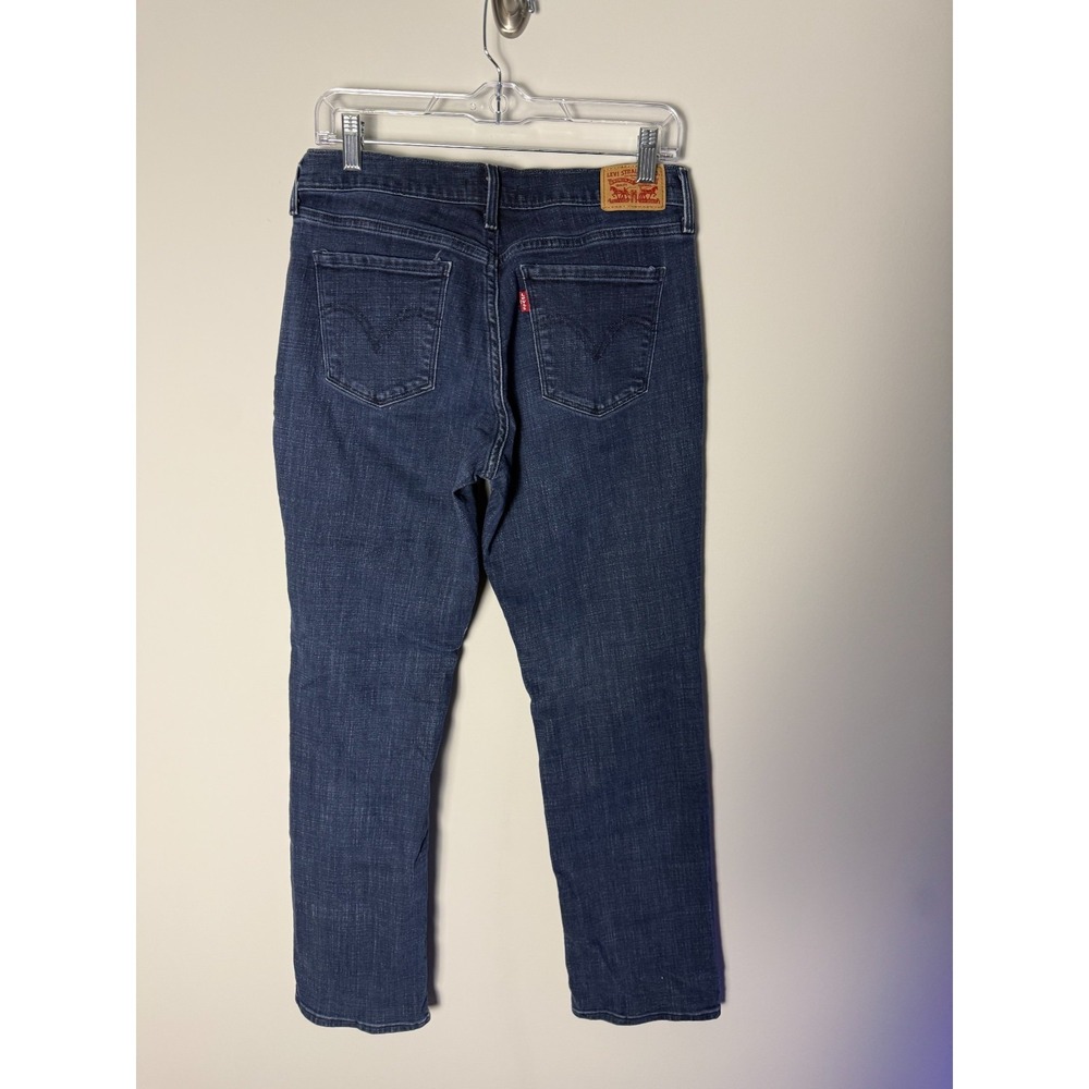 Levis 505 Jeans Womens 29 Blue Denim Straight Leg Mid Rise Stretch Dark Wash - Picture 3 of 7